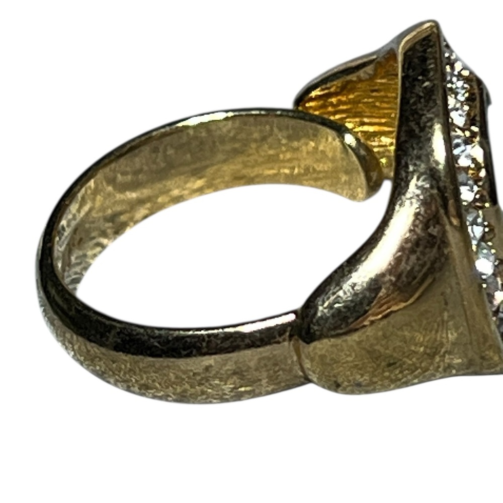Vintage Christian Dior Gold Tone and Blue Gemstone Halo Ring size 6 - Picture 13 of 16